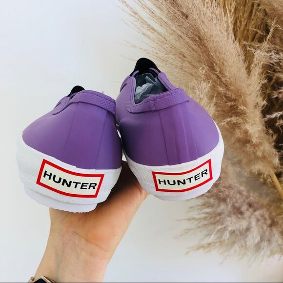 NEW HUNTER Plimsole Purple White Slip On Rubber Sneaker Flats Ankle Shoes 9 - Picture 5 of 9